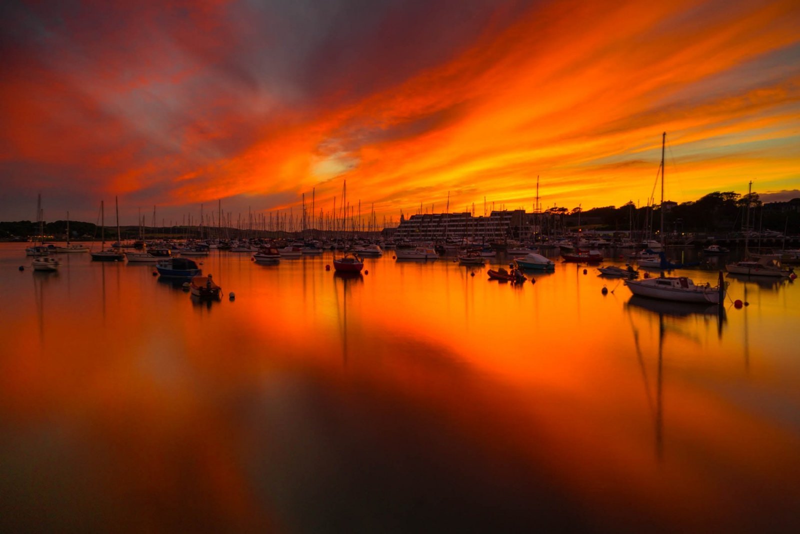 Red Sky at Dusk, Mayflower Marina, Plymouth, England — fine-art photograph by Ivo Dukić.